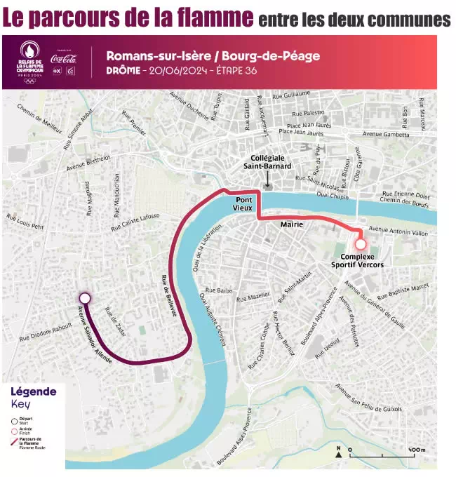 parcours de la flamme olympique romans bourg de peage